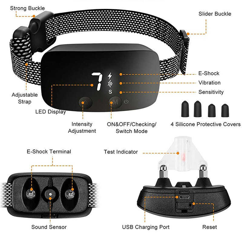 C2 automată anti lătrat pentru câini pentru animale de companie Guler reîncărcabil pentru lătrat Ip67 guler impermeabil pentru câini guler de dresaj câine