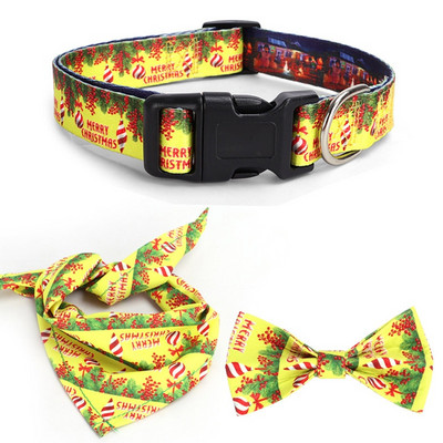 CAWAYI KENNEL Σετ Χριστουγεννιάτικων Προμηθειών Κολάρο σκύλου Χαριτωμένο κολάρο σκύλου με τόξο Τριγωνικό ρυθμιζόμενο κολάρο με επίδεσμο για διακόσμηση γάτας σκύλου