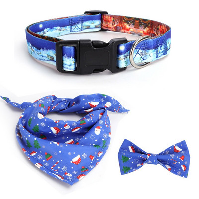 CAWAYI KENNEL Σετ Χριστουγεννιάτικων Προμηθειών Κολάρο σκύλου Χαριτωμένο κολάρο σκύλου με τόξο Τριγωνικό ρυθμιζόμενο κολάρο με επίδεσμο για διακόσμηση γάτας σκύλου