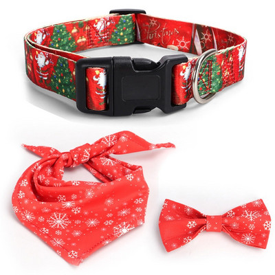 CAWAYI KENNEL Σετ Χριστουγεννιάτικων Προμηθειών Κολάρο σκύλου Χαριτωμένο κολάρο σκύλου με τόξο Τριγωνικό ρυθμιζόμενο κολάρο με επίδεσμο για διακόσμηση γάτας σκύλου