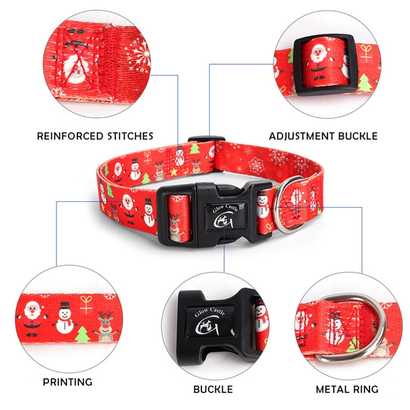 CAWAYI KENNEL Σετ Χριστουγεννιάτικων Προμηθειών Κολάρο σκύλου Χαριτωμένο κολάρο σκύλου με τόξο Τριγωνικό ρυθμιζόμενο κολάρο με επίδεσμο για διακόσμηση γάτας σκύλου