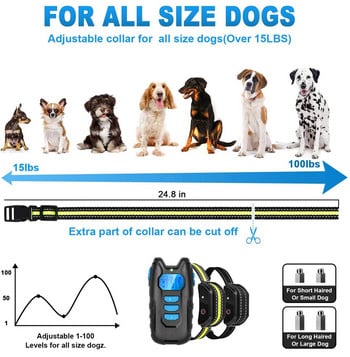1000 м електрическа нашийник против лай за обучение на кучета с LCD дисплей, акумулаторно дистанционно управление, вибрация, звук, водоустойчив нашийник за домашни любимци