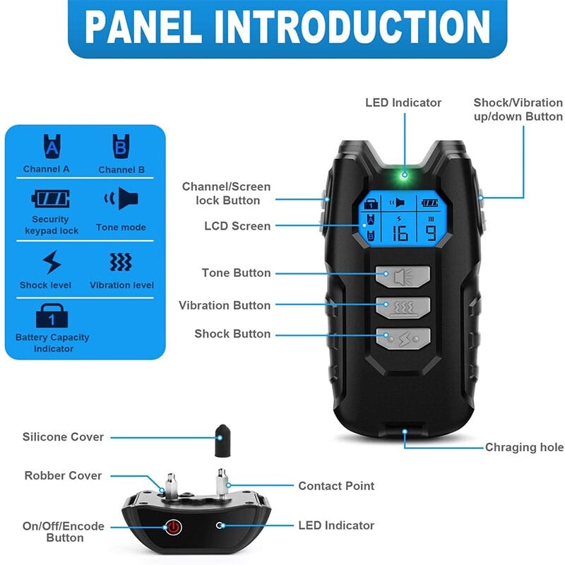 1000 méteres elektromos kutyakiképző ugatásgátló nyakörv LCD kijelzővel, újratölthető távirányítóval vibrációs hang vízálló kisállat nyakörv
