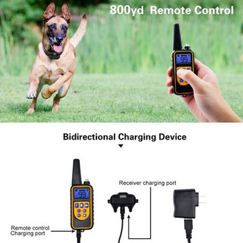Επαναφορτιζόμενο αδιάβροχο ηλεκτρονικό κολάρο εκπαίδευσης σκύλων Stop Barking Display LCD 800m Remote Electronic Shock Training Collars