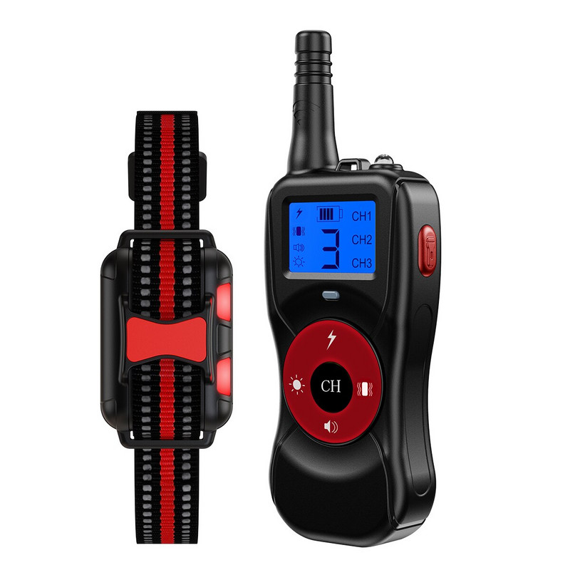 Απομακρυσμένο αδιάβροχο επαναφορτιζόμενο κολάρο για σκύλους με οθόνη LCD ηλεκτρικό κολάρο για σκύλους Ηλεκτρικό κολάρο εκπαίδευσης σκύλων για