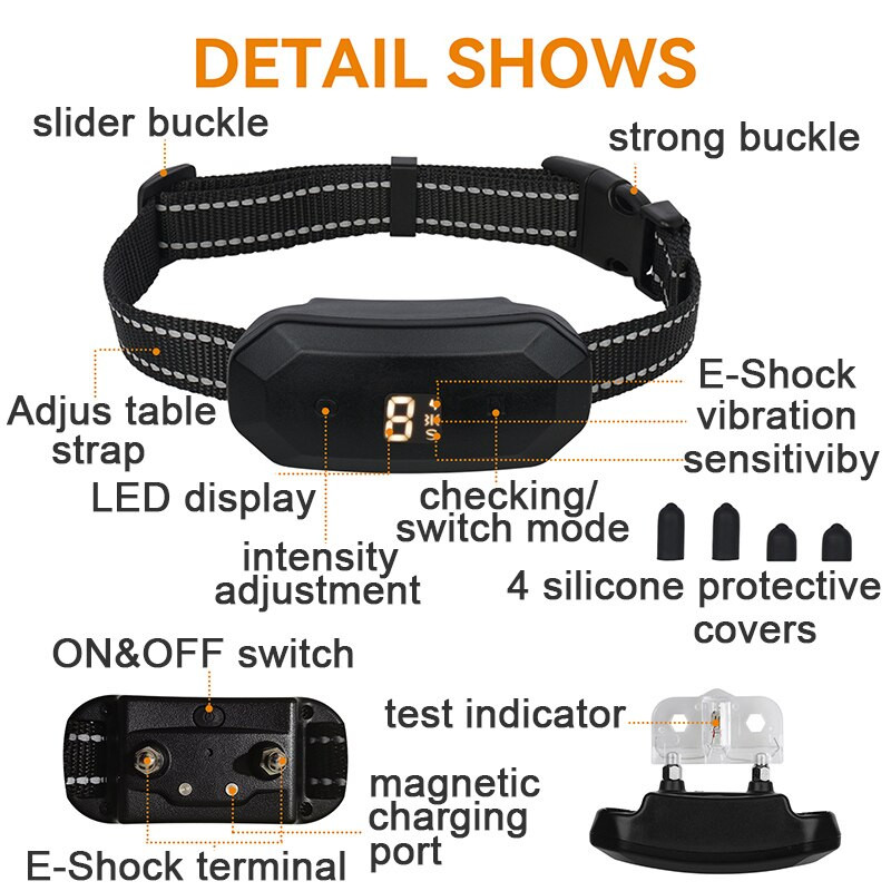 Koerad Elektrišokk Lemmikloomad Koerte haukumisvastane seade USB elektriline Koerte Treeningkaelarihm Koer Lõpeta haukumine Vibratsioon Haukumisvastane Kaelarihm