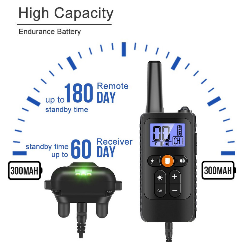 Εργοστασιακή άμεση τροφοδοσία κατοικίδιου Τηλεχειριστήριο εκπαιδευτή σκύλων ηλεκτροπληξία αδιάβροχο κολάρο κατά του φλοιού 4 λειτουργίες εκπαίδευσης σκύλων