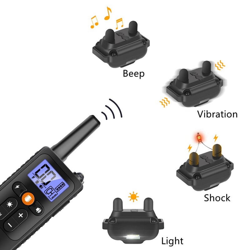 Εργοστασιακή άμεση τροφοδοσία κατοικίδιου Τηλεχειριστήριο εκπαιδευτή σκύλων ηλεκτροπληξία αδιάβροχο κολάρο κατά του φλοιού 4 λειτουργίες εκπαίδευσης σκύλων