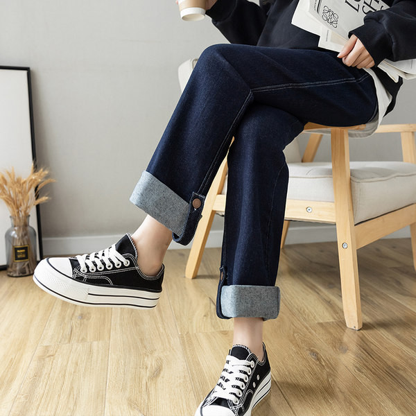 Casual τζιν εγκυμοσύνης με φαρδύ μπατζάκι και ψηλή μέση