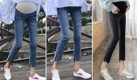 Blugi de maternitate eleganti cu talie inalta si buzunare mai multe modele