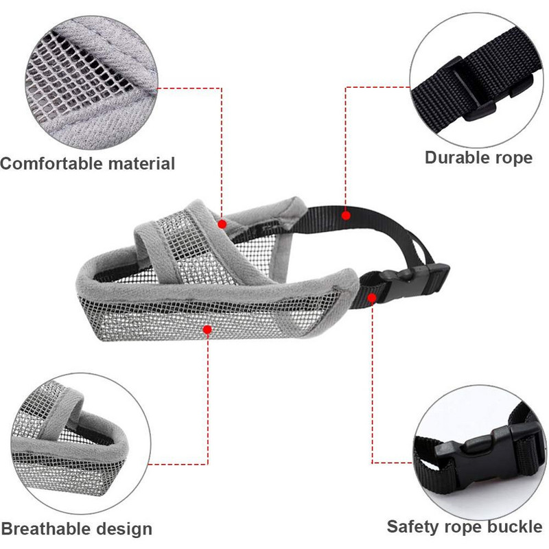 Nailoninis šunų snukis mažiems ir vidutiniams dideliems šunims, oro tinklelis, kvėpuojantis ir geriamas naminio gyvūno snukis, skirtas laižyti nuo įkandimo ir lojimo