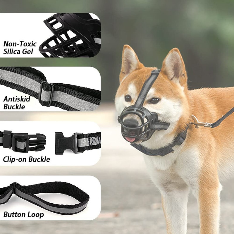 Haukumisvastane koerakoon Pehmest silikoonist hingavast võrgust tugev korv väikesele suurele koerale Koera suu koonud Lemmikloomade treenimise tarvik