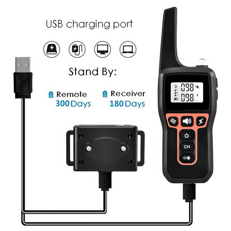 Ηλεκτρικό κολάρο εκπαίδευσης σκύλων 1000m Τηλεχειριστήριο IP67 Αδιάβροχο επαναφορτιζόμενο σκυλί κατοικίδιων ζώων Bark Stop Shock κολάρο Electric Shocker