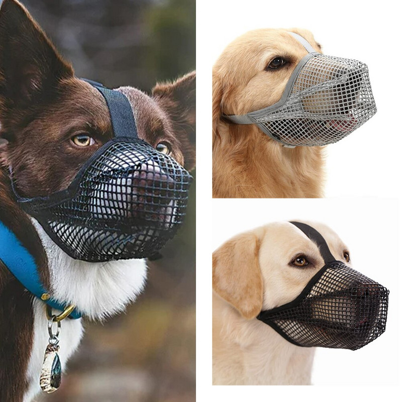 Принадлежности за домашни любимци Покривало за устата Дъвчаща муцуна Мека регулируема хапаща Лаеща чистене Дишаща мрежа за близане Издръжлив намордник за кучета