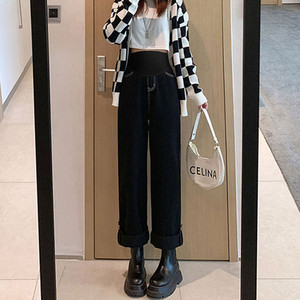 Traperice za trudnice širokih nogavica s visokim strukom i džepovima