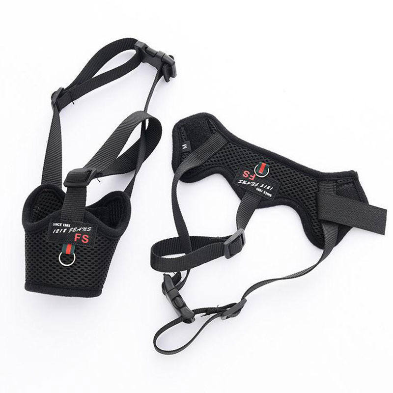 Podesiva pseća njuška s ogrlicom, prozračna njuška za pseće usta, njuška protiv lajanja, komplet za vuču, pojas za treniranje pseće njuške