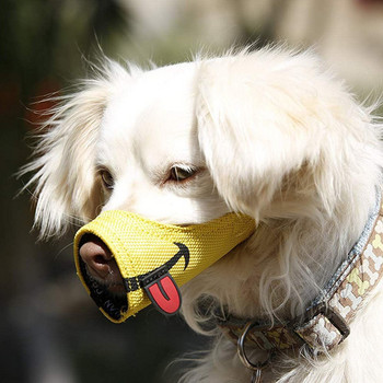 Намордник за куче Намордник с усмихнато лице с мека дишаща въздушна мрежа, найлонова защита против ухапване, лай, дъвчене, регулируем капак за устата на кучето