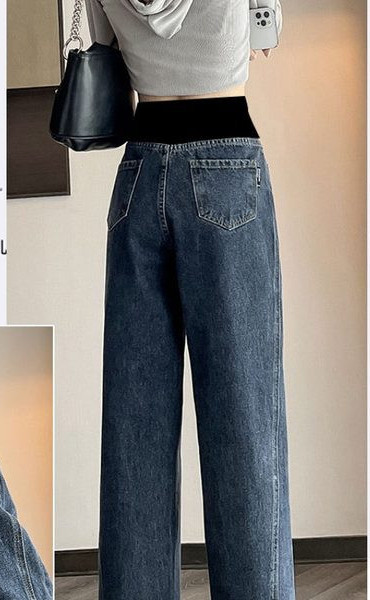 Naiste laia säärega teksased kõrge vöökohaga rasedatele