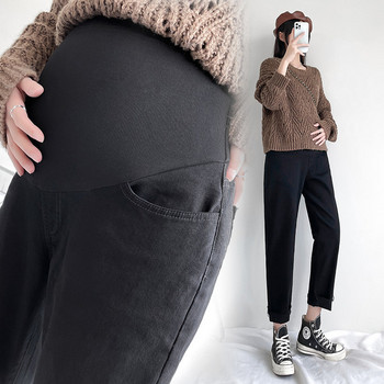 Модерни дънки с висока талия и джоб за бременни 