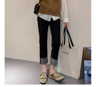 Kevadsügis naiste kõrge vöökohaga rasedate teksad