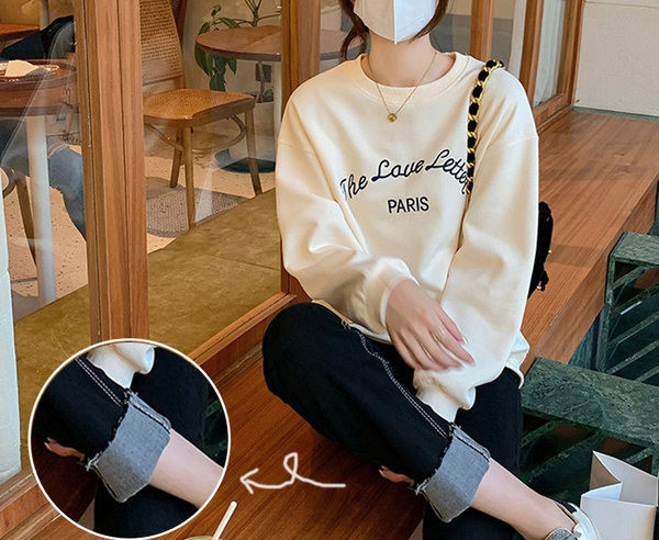 Kevadsügis naiste kõrge vöökohaga rasedate teksad