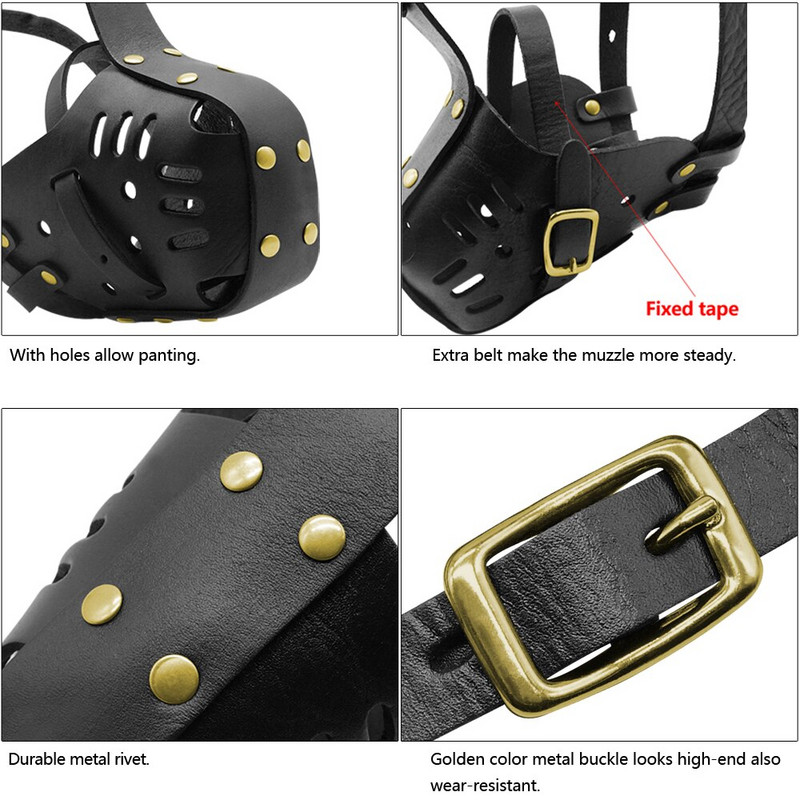 Bot de antrenament pentru câini din piele naturală, bot pentru animale de companie, pentru PitBull Terrier mediu mare