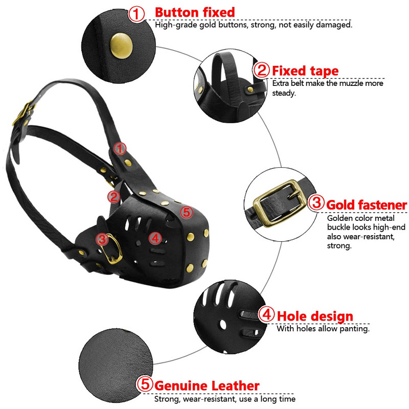 Bot de antrenament pentru câini din piele naturală, bot pentru animale de companie, pentru PitBull Terrier mediu mare