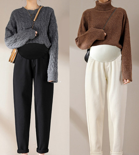 Sügistalvised naiste kõrge vöökohaga rasedapüksid