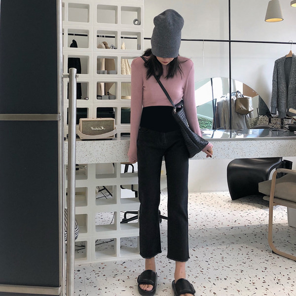 Blugi de maternitate model nou cu talie inalta si buzunar