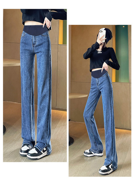 Τζιν εγκυμοσύνης άνοιξη-φθινόπωρο με ψηλόμεσο και σκίσιμο στα πόδια