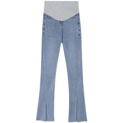 Μοντέρνο ψηλόμεσο τζιν εγκυμοσύνης με σκισίματα στα πόδια