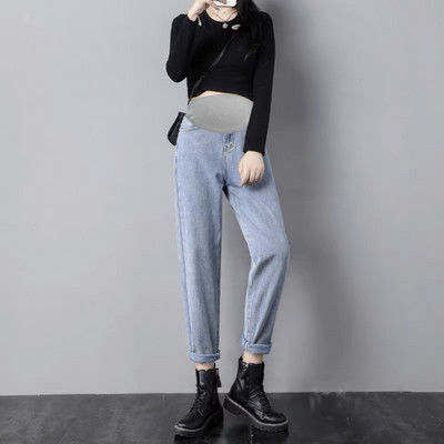 Kõrge vöökohaga laia säärega raseda- ja taskuteksad