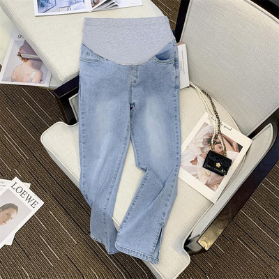 Uue mudeli naiste kõrge vöökohaga rasedate teksad