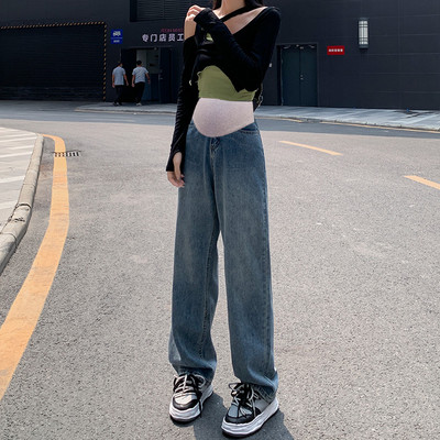 Blugi casual de damă, cu talie înaltă, cu picioare drepte