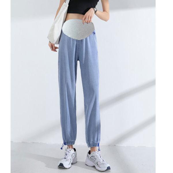 Nový model dámskych džínsov s elastickým pásom na členku pre tehotné ženy