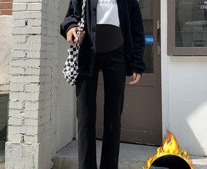 Įprasti džinsai aukštu liemeniu nėščiosioms