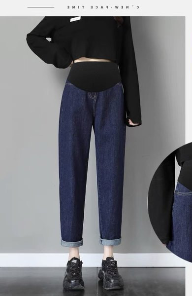 Γυναικείο ψηλόμεσο τζιν εγκυμοσύνης - μπλε χρώμα