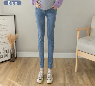 Casual γυναικείο τζιν εγκυμοσύνης με ελαστικό ψηλόμεσο