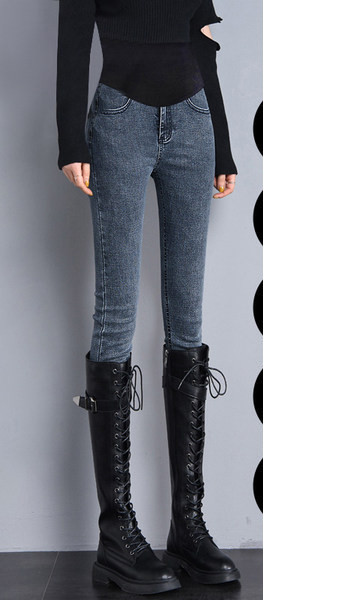 Casual γυναικείο τζιν εγκυμοσύνης με ελαστικό ψηλόμεσο