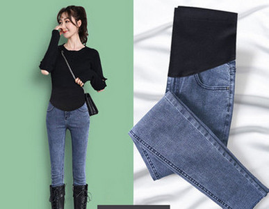 Casual γυναικείο τζιν εγκυμοσύνης με ελαστικό ψηλόμεσο