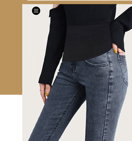 Casual γυναικείο τζιν εγκυμοσύνης με ελαστικό ψηλόμεσο