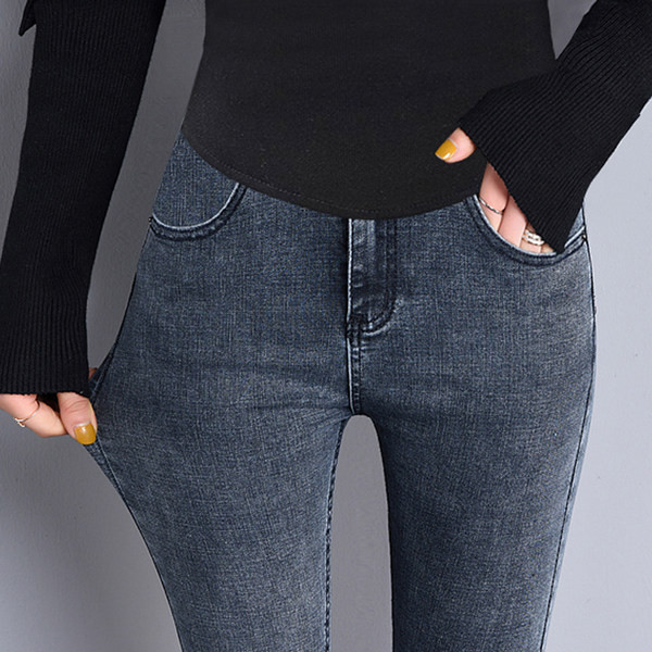 Casual γυναικείο τζιν εγκυμοσύνης με ελαστικό ψηλόμεσο