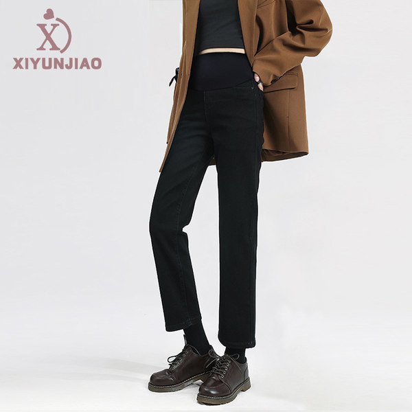 Μοντέρνο γυναικείο τζιν με ψηλόμεσο - μαύρο και μπλε χρώμα