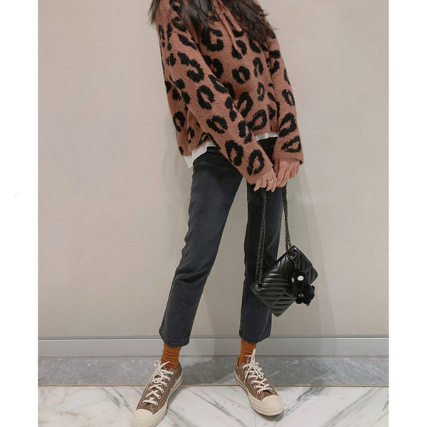 Φθινοπωρινό τζιν εγκυμοσύνης με ψηλόμεσο και μήκος 9/10