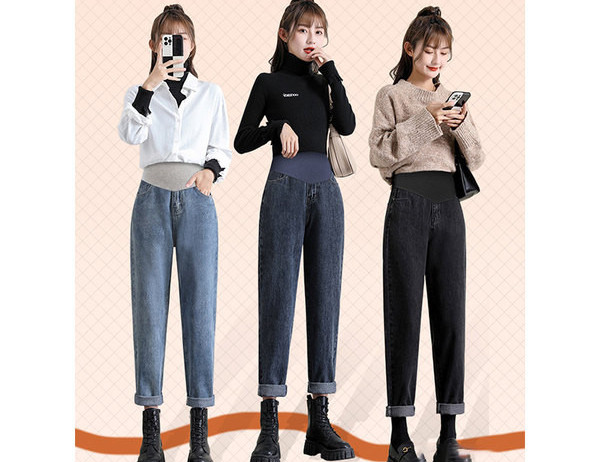 Τζιν εγκυμοσύνης με ψηλόμεσο και τσέπη σε πολλά χρώματα