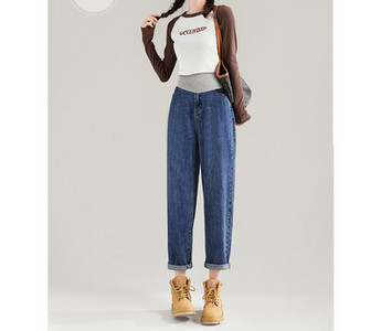 Μοντέρνο γυναικείο ψηλόμεσο τζιν εγκυμοσύνης