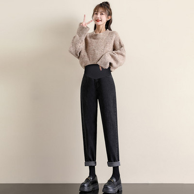 Μοντέρνο γυναικείο ψηλόμεσο τζιν εγκυμοσύνης