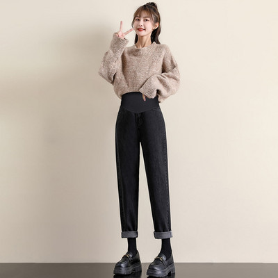 Μοντέρνο γυναικείο ψηλόμεσο τζιν εγκυμοσύνης