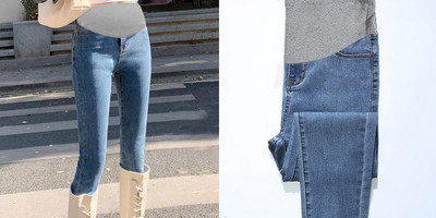 Casual τζιν - με ψηλή μέση και τσέπη