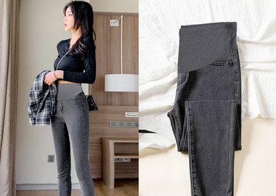 Casual τζιν - με ψηλή μέση και τσέπη